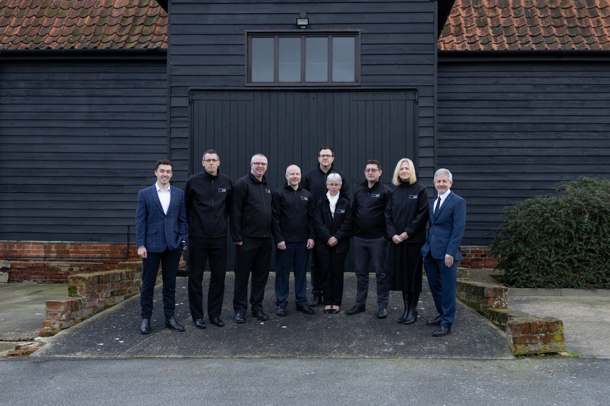 The ICS team outside their offices in Henley, just outside Ipswich